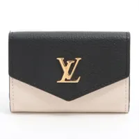LOUIS VUITTON ルイ・ヴィトン ポルトフォイユ ロック ミニ 現行 グレイ カーフ クレーム ローズ トリコロール スナップボタン 札入れ カードケース ケース RFID ICチップ LVロゴ ノワール 三つ折り財布 M80984 ルイ・ヴィトン LVロゴ ポルトフォイユロックミニ M80984 コンパクト