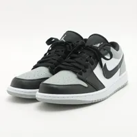 ナイキ AIR JORDAN 1 LOW レザー スニーカー 27cm ブラック×グレー ＡＢランク