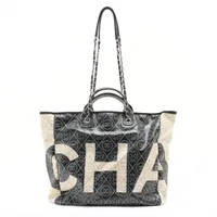 シャネル カメリア PVC×レザー チェーントートバッグ ココマーク