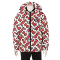 バーバリー ナイロン ダウンジャケット ティッシ期 S レッド×ホワイト