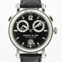 アーノルドアンドサン SS×革 AT 黒文字盤