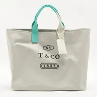 ティファニー ウィークエンド キャンバス×レザー 2WAYトートバッグ ティファニーブルー