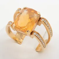 ビービージー シトリン ダイヤ リング 750(WG)