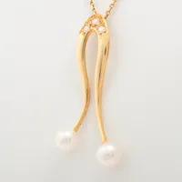 ミキモト パール ダイヤ ネックレス K18(YG) 約7.0m～7.5mm