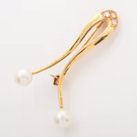 ミキモト パール ダイヤ ブローチ K18(YG) 約7.0mm～7.5mm