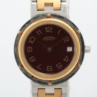 エルメス クリッパー SS×GP QZ ボルドー文字盤