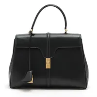 CELINE　トラペーズ　パテントレザー　ブラック　IKD-487 セリーヌ セーズ 16 ミディアム レザー ハンドバッグ ブラック AB