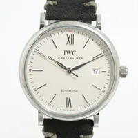 IWC ポートフィノ IW356501 SS×社外革 AT シルバー文字盤 Ｂランク