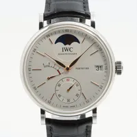 IWC ポートフィノ ハンドワインド ムーンフェイズ IW516401 SS×革 手巻き シルバー文字盤 Ｂランク