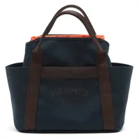 エルメス サックドパンサージュグルーム キャンバス ネイビー シルバー金具 ＡＢランク