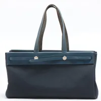 エルメス エールバッグ カバスMM トワルオフィシエ ネイビー シルバー金具