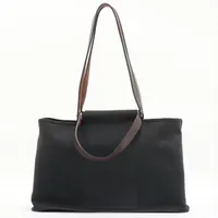 エルメス カバックエランPM トワルオフィシエ×カーフレザー ブラック×ブラウン シルバー金具