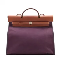 エルメス エールバッグジップMM トワルオフィシエ×カーフレザー パープル シルバー金具