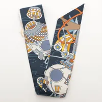 エルメス ツイリー HERMES SCARF ODYSSEY シルク スカーフ ネイビー Ａランク