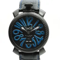 ガガミラノ マヌアーレ48mm 5010.4 SS×革 手巻き 黒文字盤 AB