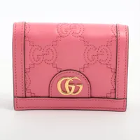 グッチ GGマトラッセ 723786 レザー 財布 ピンク Ａランク