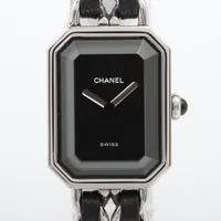 シャネル プルミエールM SS×革 QZ 黒文字盤