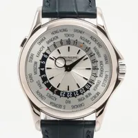 パテックフィリップ ワールドタイム 5130G-001 WG×革 AT シルバー文字盤 ＡＢランク