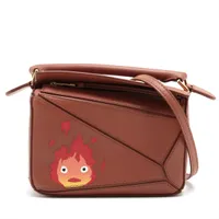 ロエベ×スタジオジブリ ミニパズルバッグ レザー 2WAYショルダーバッグ ブラウン ＡＢランク