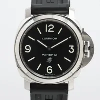 パネライ ルミノールベースロゴ PAM01000 SS×ラバー 手巻き 黒文字盤 Ｂランク