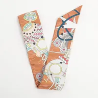 エルメス ツイリー HERMES SCARF ODYSSEY シルク スカーフ ブラウン ＡＢランク