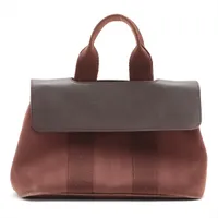 エルメス ヴァルパライソPM トワルシェブロン ブラウン シルバー金具