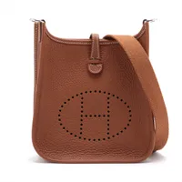 美品 エルメス ヴェスパ グレージュ ムートン ブラウン シルバー金具