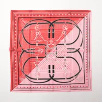 エルメス カレ70 Grand Manege Bandana Loカレ シルク スカーフ レッド×ピンク Ａランク