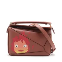 ロエベ×スタジオジブリ ミニパズルバッグ レザー 2WAYハンドバッグ ブラウン Ａランク