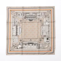 エルメス カレ55 Hermes Paris Station Bandana エルメス パリステーション バンダナ シルク スカーフ ライトグレー ＳＡランク