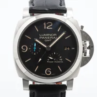 パネライ ルミノールGMT PAM01321 SS×社外革 AT 黒文字盤 Ｂランク