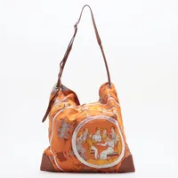 エルメス シルキーシティ33 シルク オレンジ シルバー金具