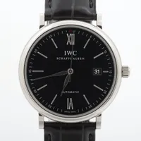 IWC ポートフィノ IW356502 SS×革 AT 黒文字盤 ＡＢランク