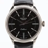 ロレックス チェリーニ 50509 WG×革 AT 黒文字盤