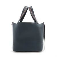 エルメス ピコタンロック18 PM トレサージュ ヴォーエプソン ブルーアンクル×ブリック×ブラック シルバー金具