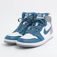 ナイキ AIR JORDAN 1 RETRO HIGH OG レザー ハイカットスニーカー 27.5cm ブルー×ホワイト Ａランク