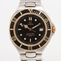 オメガ シーマスター SS×YG QZ 黒文字盤