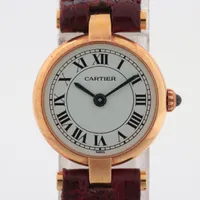カルティエ ヴァンドーム YG×革 QZ 白文字盤