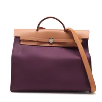 エルメス エールバッグジップMM トワルオフィシエ×カーフレザー パープル シルバー金具