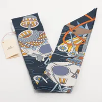 エルメス ツイリー HERMES SCARF ODYSSEY シルク スカーフ ネイビー ＳＡランク