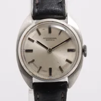 IWC SS×社外革 手巻き シルバー文字盤