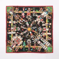 エルメス カレ90 Kachinas カチナ シルク スカーフ ネイビー AB