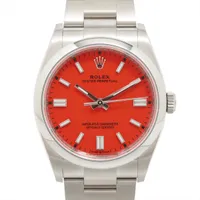 ロレックス オイスターパーペチュアル 126000 SS AT コーラルレッド文字盤