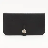 エルメス ドゴン ロング トリヨンクレマンス 財布 ブラック シルバー金具