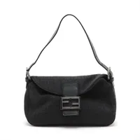 美品　フェンディ　ズッキーノ　キャンバス　レザー　ショルダーバッグ　ブラック フェンディ ズッキーノ キャンバス×レザー ショルダーバッグ ブラウン