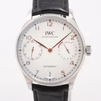 IWC ポルトギーゼ 7DAYS IW500704 SS×革 AT アイスブルー文字盤 ＡＢランク