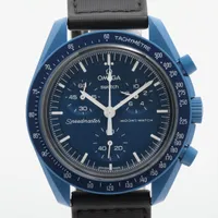 オメガ×スウォッチ スピードマスター ミッショントゥ ネプチューン SO33N100 CE×ナイロン QZ 青文字盤
