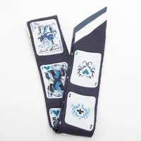 エルメス ツイリー Jeu De Cartes シルク スカーフ ネイビー Ａランク