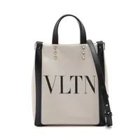 ヴァレンティノガラヴァーニ VLTN キャンバス×レザー 2WAYハンドバッグ ベージュ ＡＢランク