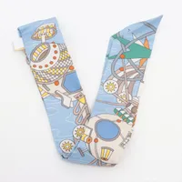 エルメス ツイリー HERMES SCARF ODYSSEY シルク スカーフ ブルー Ａランク